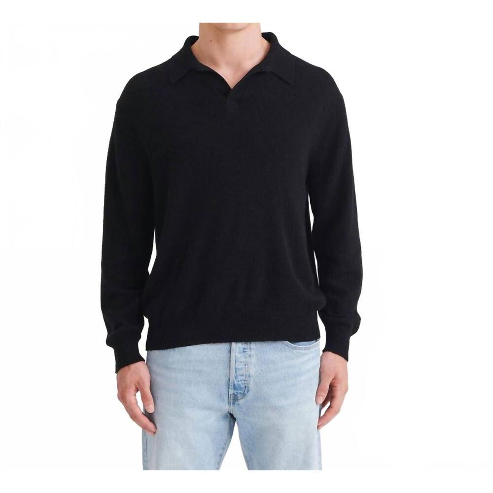 NEW NAADAM lightweight cashmere relaxed polo in black